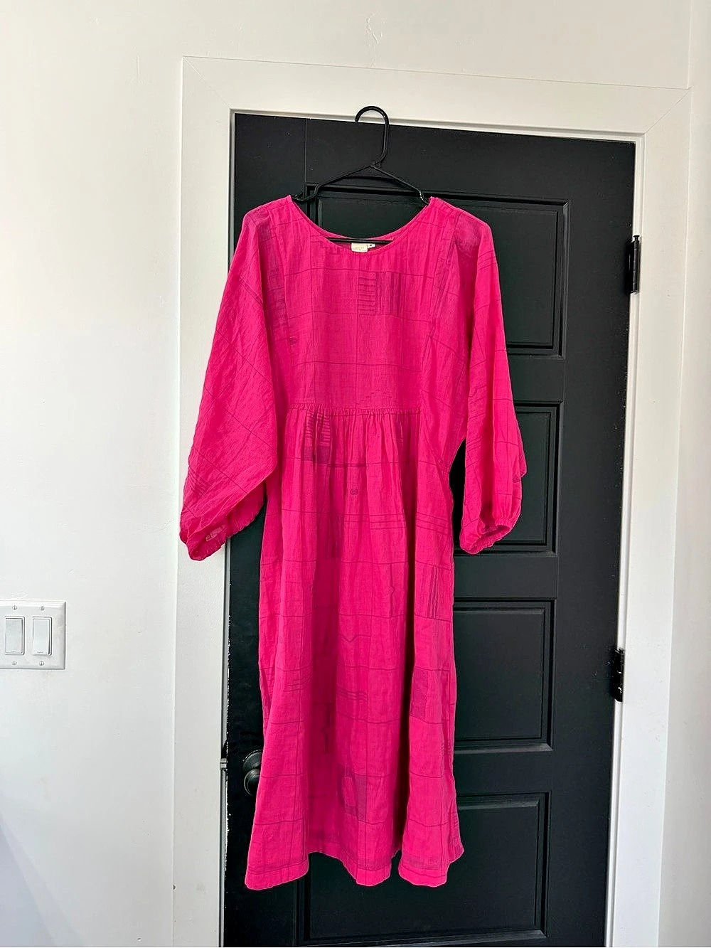 World of Crow X Erica Kim Get Away Dress Geometric Midi Cotton Dress in Pink Siz